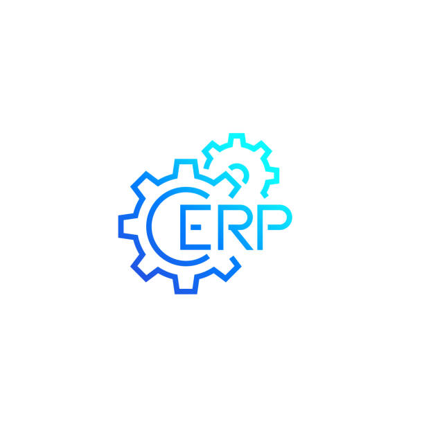 illustrations, cliparts, dessins animés et icônes de erp, icône de planification des ressources d’entreprise avec engrenages - erp