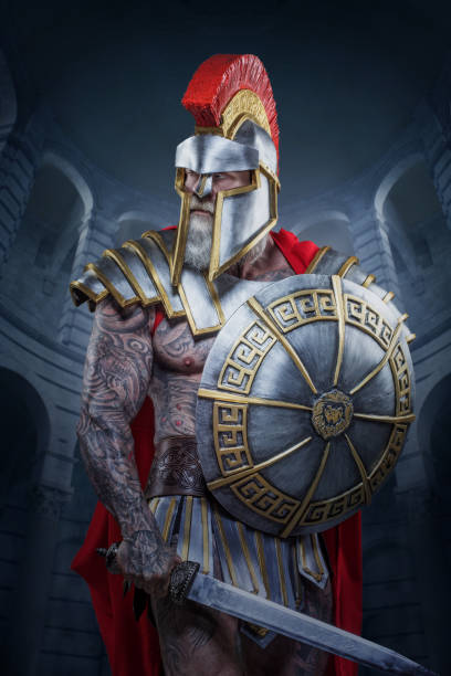 istock A senior bearded Warrior Gladiator holding a weapon 1319270307