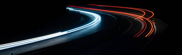 istock abstract red car lights at night. long exposure 1319272303