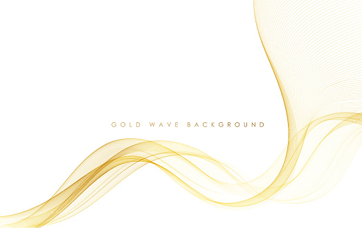 Vector abstract elegant colorful flowing gold wave lines isolated on white background. Design element for wedding invitation, greeting card