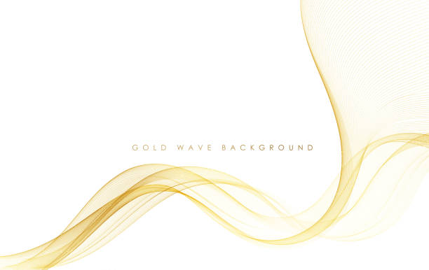 Vector abstract colorful flowing gold wave lines isolated on white background. Design element for wedding invitation, greeting card Vector abstract elegant colorful flowing gold wave lines isolated on white background. Design element for wedding invitation, greeting card mustard yellow fabric stock illustrations
