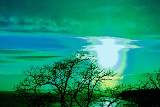 lanscape vert abstrait - screen saver puzzle painted image light photos et images de collection