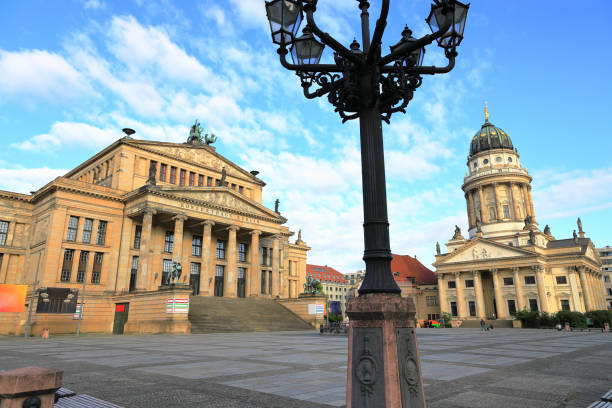 the french cathedral on gendarmenmarkt square in berlin. germany, europe. - berlin cathedral berlin germany museum island sunlight imagens e fotografias de stock