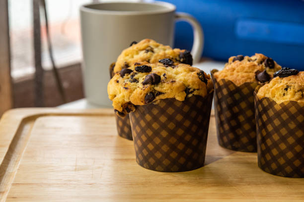 istock Homemade chocolate chip and raisin muffins. 1319283811