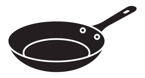illustrazioni stock, clip art, cartoni animati e icone di tendenza di icona vettoriale piatta padella padella per app e siti web - pan frying pan fried saucepan