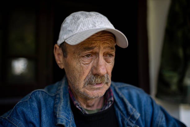istock Senior wrinkled man looking into the distance 1319292080