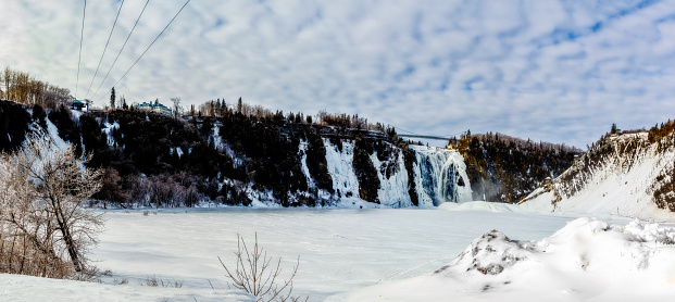 Montmorency Falls in the spring after a snowstorm