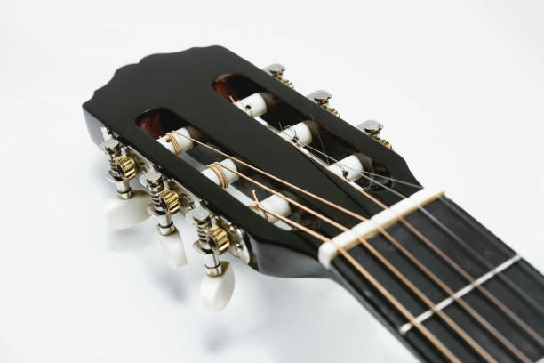 istock Classical guitar fretboard on white background, guitar 1319299576