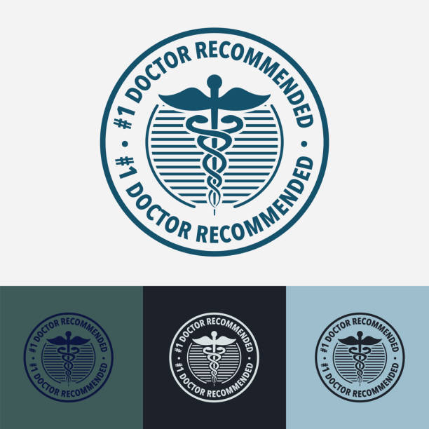 ilustrações, clipart, desenhos animados e ícones de médico recomendou crachá médico - medical logos