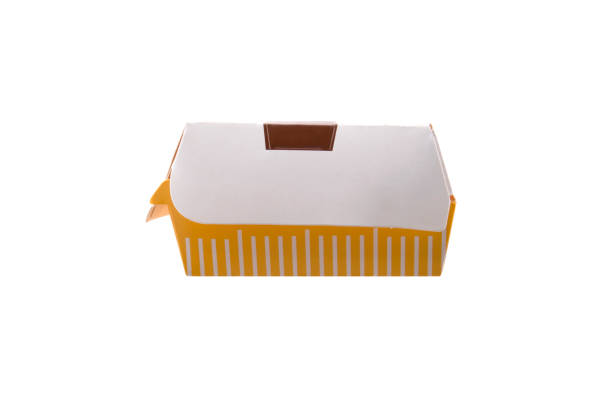 istock Blank yellow and white craft burger - sandwich box isolated on white background 1319306774