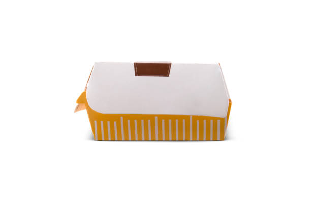 istock Blank yellow and white craft burger - sandwich box isolated on white background 1319306852