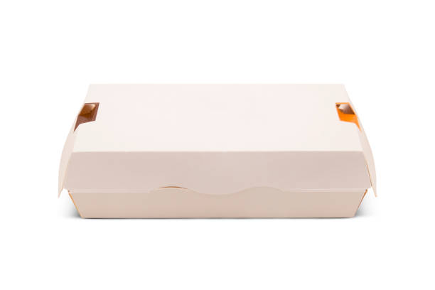 istock Blank yellow and white craft burger - sandwich box isolated on white background 1319306880