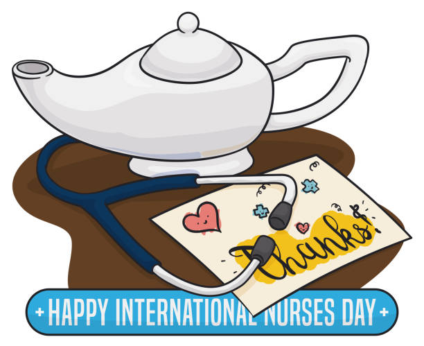 нефтяная лампа, стетоскоп и благодарственные письма к международному дню медсестер - naughty nurse stock illustrations