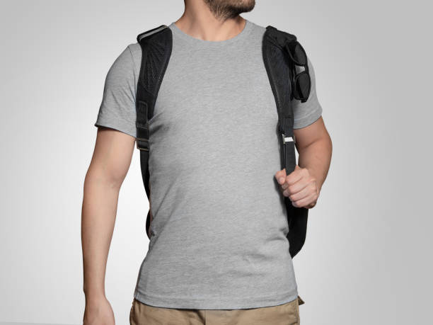 male model men's gray t-shirt mockup - fashion men fashion model male imagens e fotografias de stock