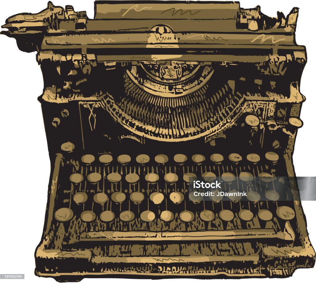 De machine à écrire Vintage rétro sur fond blanc - clipart vectoriel de Machine à écrire libre de droits