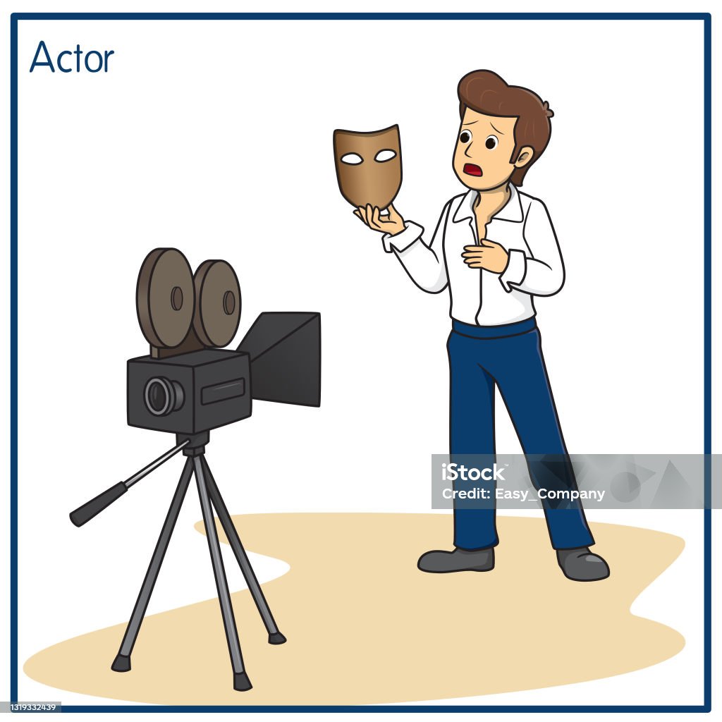 Vector Illustration Of Actor Isolated On White Background Jobs And  Occupations Concept Cartoon Characters Education And School Kids Coloring  Page Printable Activity Worksheet Flashcard Stock Illustration - Download  Image Now - iStock