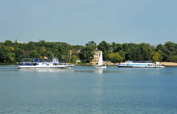 Tourist boat on the Dnieper river, Kiev, Ukraine