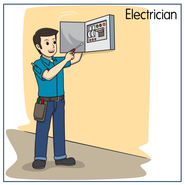 wektorowa ilustracja elektryka, mechanika odizolowanego na białym tle. koncepcja pracy i zawodów. kreskówek. edukacja i dzieci w szkole kolorowanki, drukowalne, aktywność, arkusz, fiszek. - plumber water heater boiler learning stock illustrations