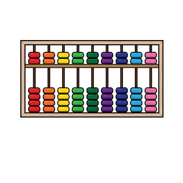 Vector illustration of Vector illustration of abacus isolated on white background. School things and accessories concept. Education and school material, kids coloring page, printable, activity, worksheet, flash card.