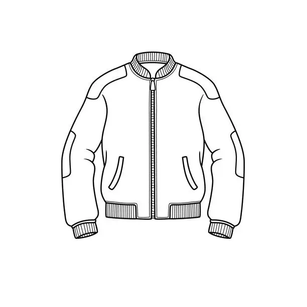 Vector illustration of Vector illustration of jacket isolated on white background. Clothing costumes and accessories concept. Cartoon characters. Education and school kids coloring page, printable, activity, worksheet, flashcard.