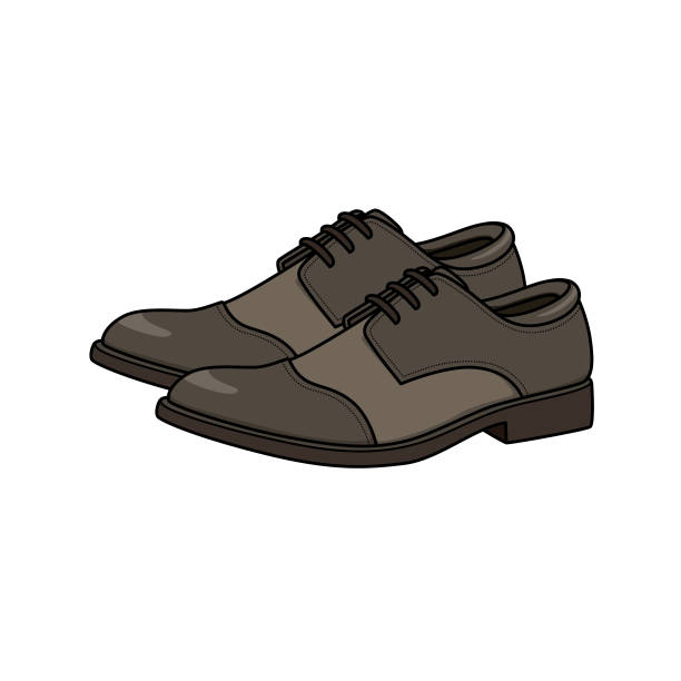 Vector illustration of leather shoes isolated on white background. Clothing costumes and accessories concept. Cartoon characters. Education and school kids coloring page, printable, activity, worksheet, flashcard. Vector illustration of leather shoes isolated on white background. Clothing costumes and accessories concept. Cartoon characters. Education and school kids coloring page, printable, activity, worksheet, flashcard.c oxfordshire stock illustrations