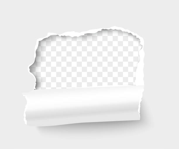 ilustrações de stock, clip art, desenhos animados e ícones de breakthrough paper square with rolled side realistic - finding