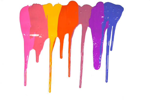 Natural rainbow colored spots with watercolor paint on a white paper background.