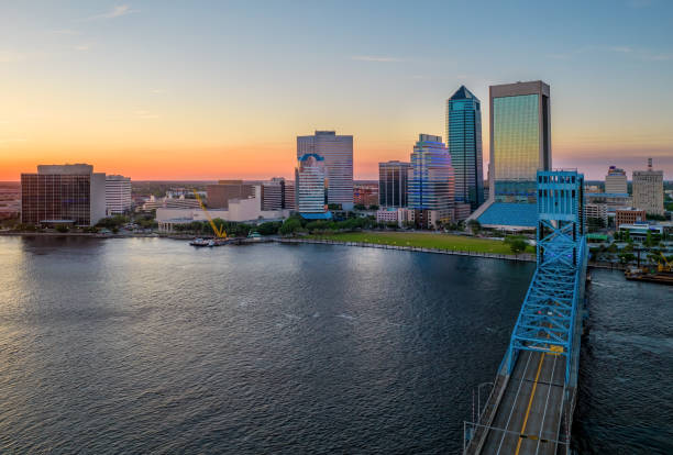 istock Downtown Jacksonville at Dusk - Aerial View 1319351842