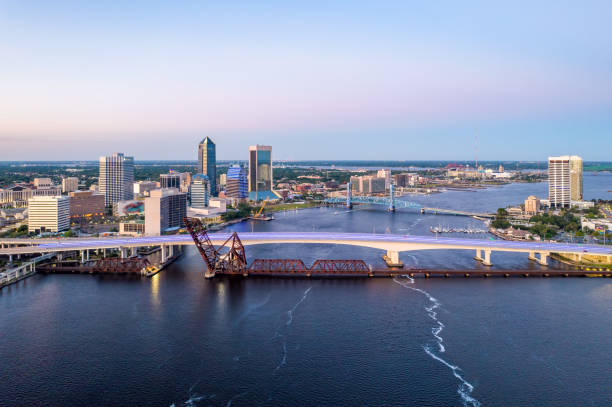 istock Downtown Jacksonville at Twilight - Aerial View 1319351846