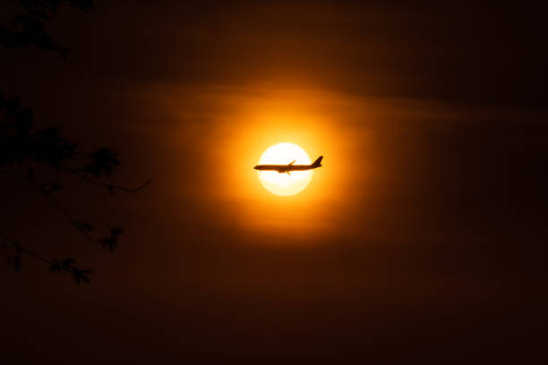 istock Aeroplane crossing the sun 1319352793