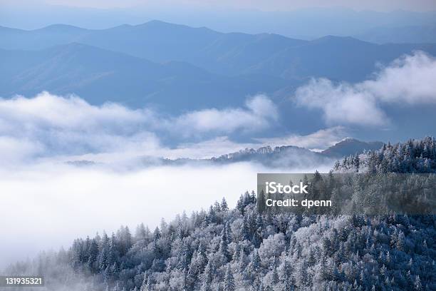 Paisaje De Invierno En Las Grandes Montañas Humeantes Foto de stock y más banco de imágenes de Parque nacional Great Smoky Mountains