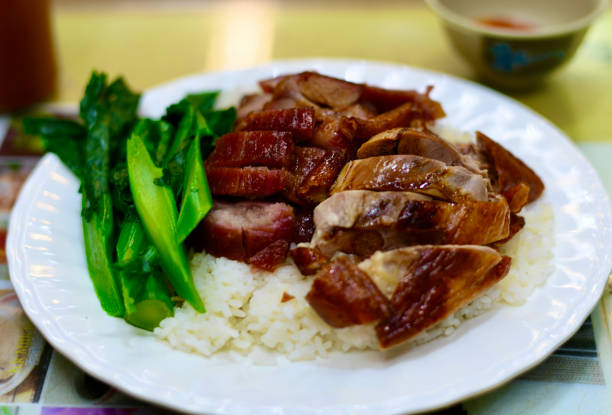 Typical HongKong cuisine, BBQ pork and roast duck over rice. Casual foods