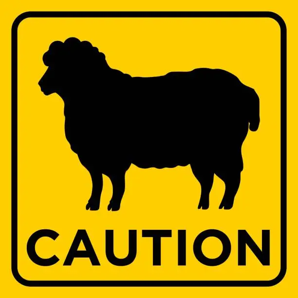Vector illustration of Sheep Animal Wildlife Warning