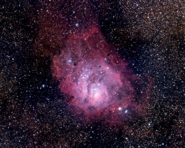 the lagoon nebula (messier 8 or ngc 6523) - lagoon nebula imagens e fotografias de stock
