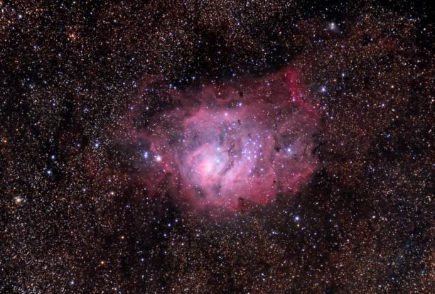 the lagoon nebula (messier 8 or ngc 6523) - lagoon nebula imagens e fotografias de stock