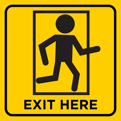 Exit. He Exit Here Printable Yellow Warning Stock Illustration - Download Image ...