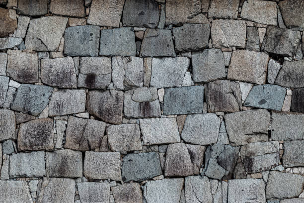 Stone Brick Wall Foundation of Japanese Castle