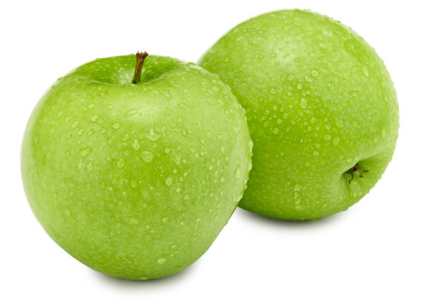 istock two green apples isolated on white background. clipping path 1319383963