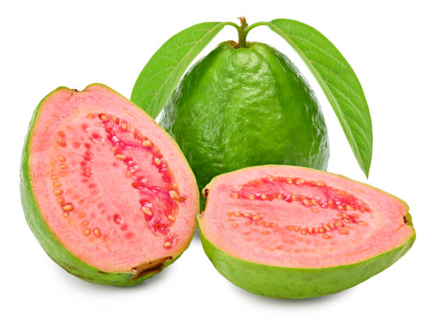 istock sliced guava isolated on white background. clipping path 1319383989