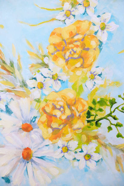 istock Bouquet of Yellow Roses, Blossom, Daises, and Fern 1319385669