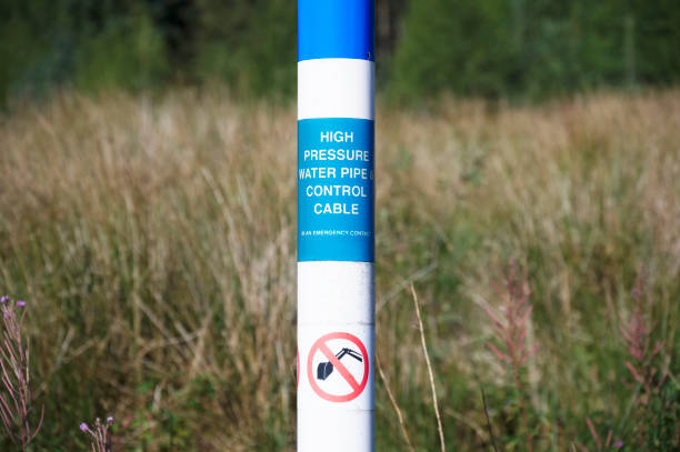 istock High pressure water pipe sign on white pole 1319390833