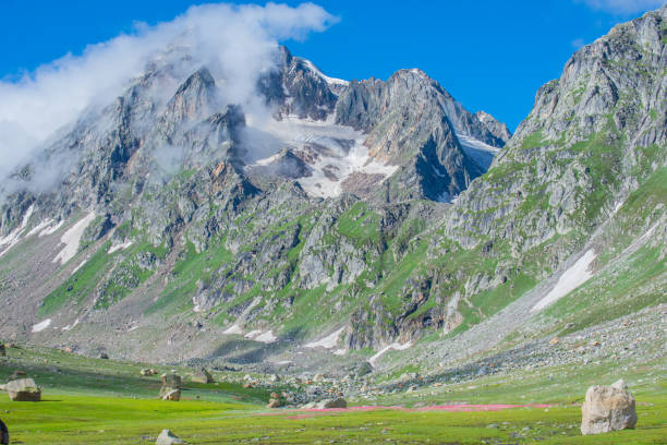 istock Snowcap mountains and campsite 1319394669