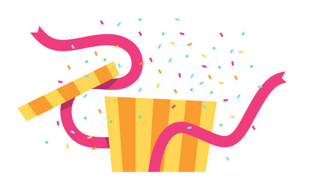 Special Gift Box Open With Light Inside And Rainbow Confetti Throwing  Around Stock Illustration - Download Image Now - iStock