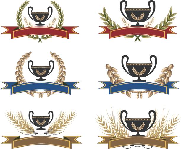 трофей - coat of arms wreath laurel wreath symbol stock illustrations