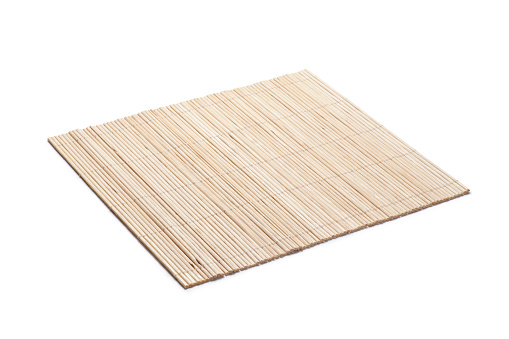 Bamboo mat isolated on white background.