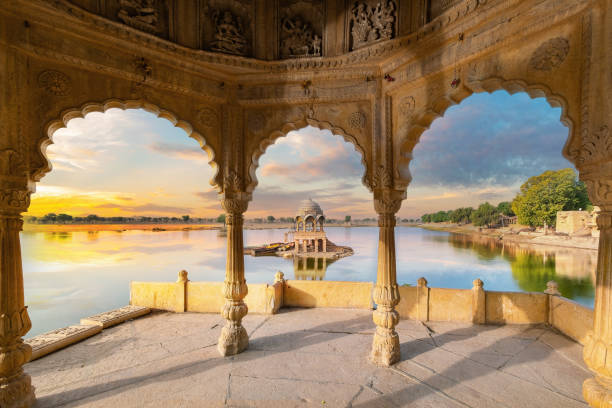 Gadisar lake in the morning at Jaisalmer, Rajasthan, India. Gadisar lake in the morning at Jaisalmer, Rajasthan, India. An UNESCO World heritage. rajasthan stock pictures, royalty-free photos & images