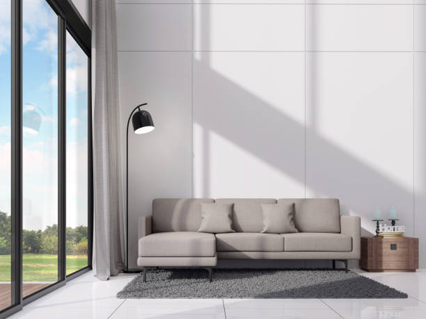 istock Modern white living room with sunshine in the room 3d render 1319410345