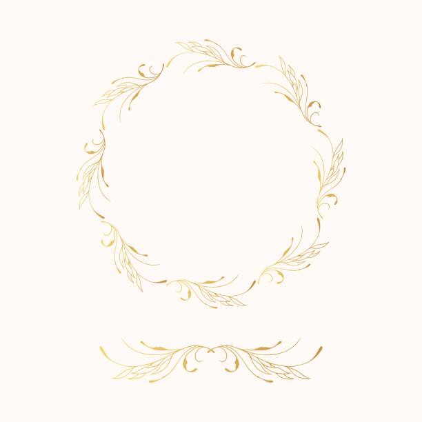 istock Vector isolated golden elegant leaf border. Flourish frame and divider. Gold floral wreath for wedding card. 1319411142