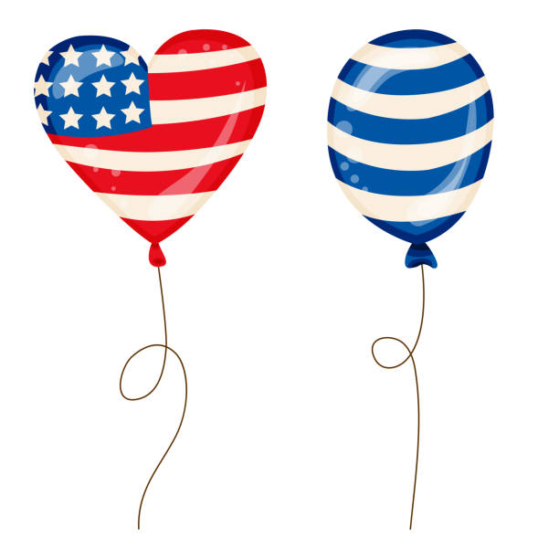 istock Flying Glossy USA flag pattern Balloons with 4th of July, United Stated independence day, American national day concept, vector illustration 1319416599