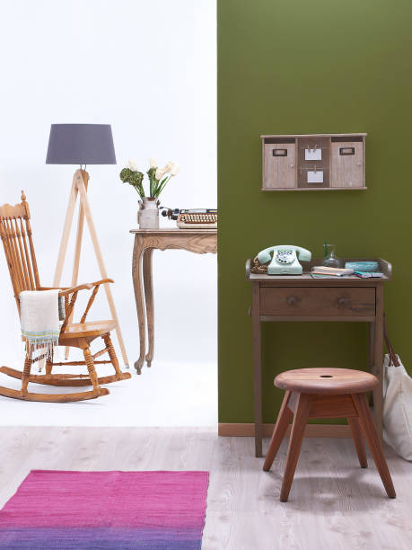 istock Reading room bookshelf old brick wall cozy interior decoration 1319416662